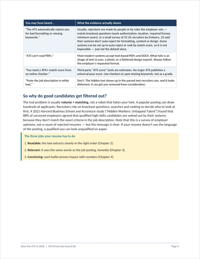 ATS formatting rules page from the guide